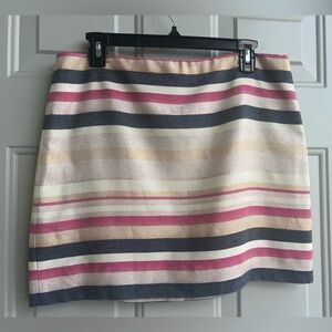 J.Crew Metallic Striped Mini Skirt Size 8 – Pink Navy Gold